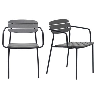 Kalmar Stackable Outdoor Armchair Set of 2 In Dark Gray
