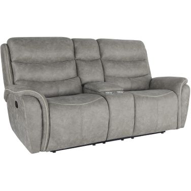 Kamari Console Loveseat with Dual Recliners In Gray