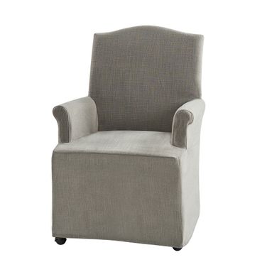 Kanrad Slipcover Dining Chair With Casters In Grey