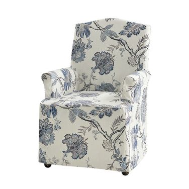 Kanrad Slipcover Dining Chair With Casters In Jeacobean