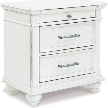 Kanwyn Whitewash Three Drawer Night Stand