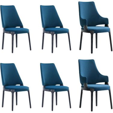 Kara 6-Piece Dining Side and Arm Chairs In Blue