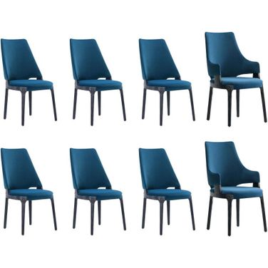 Kara 8-Piece Dining Side and Arm Chairs In Blue