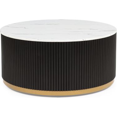 Kara Coffee Table with Casters In Black and White