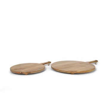 Karana Natural Solid Wood Round Serving Boards In Brown
