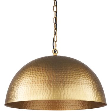 Karina 24 Inch Hammered Metal Round Dome Pendant Light In Brass Tone