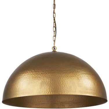 Karina 36 Inch Hammered Metal Round Dome Pendant Light In Brass Tone