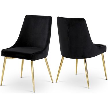 Karina Velvet Dining Chair Set of 2 In Black/Gold