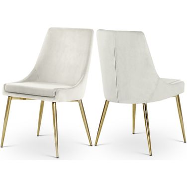 Karina Velvet Dining Chair Set of 2 In Cream