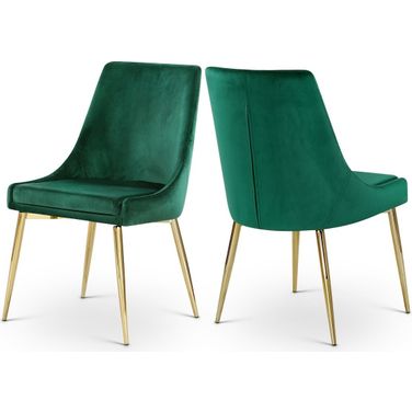 Karina Velvet Dining Chair Set of 2 In Green