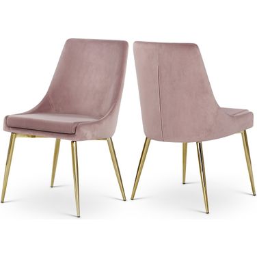 Karina Velvet Dining Chair Set of 2 In Pink