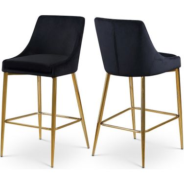 Karina Velvet Stool Set of 2 In Black/Gold