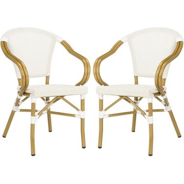 Karine Beige Stacking Arm Chair Set of 2
