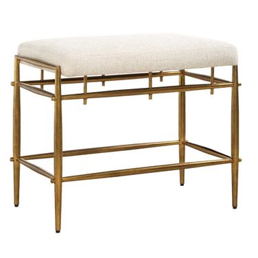 Karleen Plush Small Brass Bench In Gold