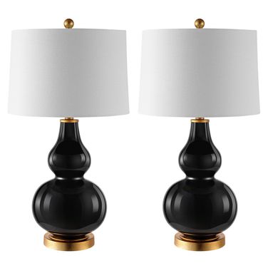 Karlen Black and Gold Leaf Table Lamp Set of 2