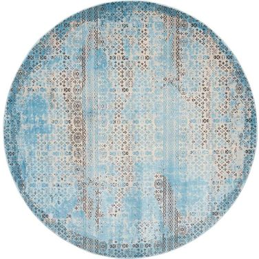 Karma Blue 7'10" x 7'10" Round Area Rug
