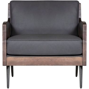 Karma Genuine Leather Accent Chair In Slate