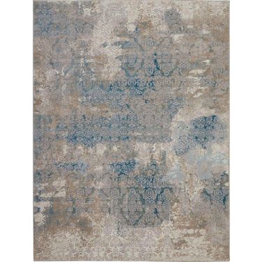 Karma Ivory and Light Blue 9'3" x 12'9" Area Rug