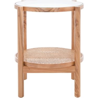 Karyna Rattan and Glass Accent Table In Clear and Natural