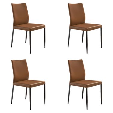 Kash Upholstered Dining Chair Set of 4 In Brown and Black