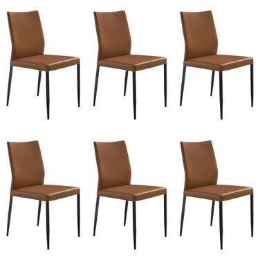 Kash Upholstered Dining Chair Set of 6 In Brown and Black