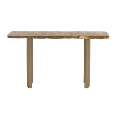 Kashtha Console Table In Natural and Antique Brass