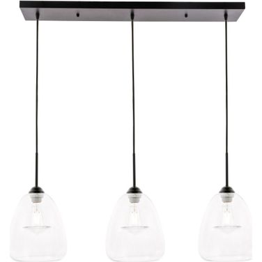 Kason 3 Light Black And Clear Glass Pendant