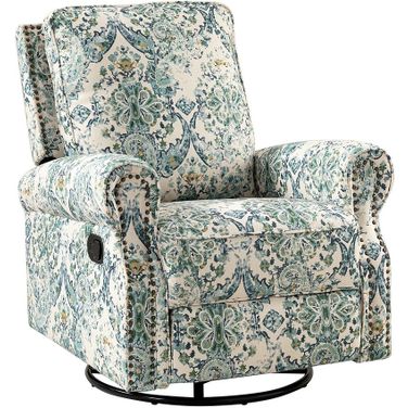 Kaspar Manual Swivel Glider Recliner In Blue