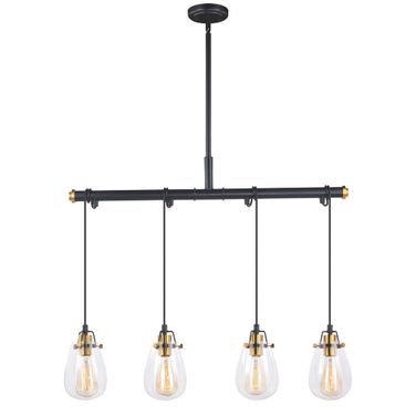 Kassidy 4L Dual Mount Linear Chandelier or Vanity Light In Black and Natural Brass
