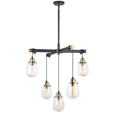 Kassidy 5L Adjustable Chandelier In Black and Natural Brass