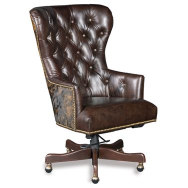 EC Katherine Brown Leather Home Office Swivel Chair