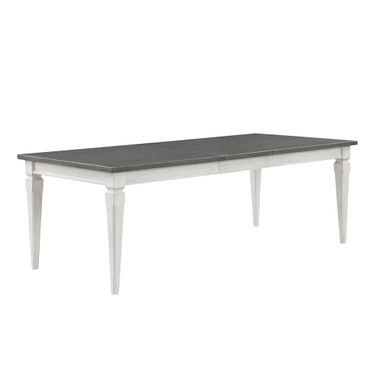 Katia Dining Table with Leaf In Rustic Gray and Weathered White