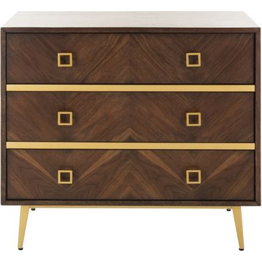 Katia Walnut/Gold 3 Drawer Chest
