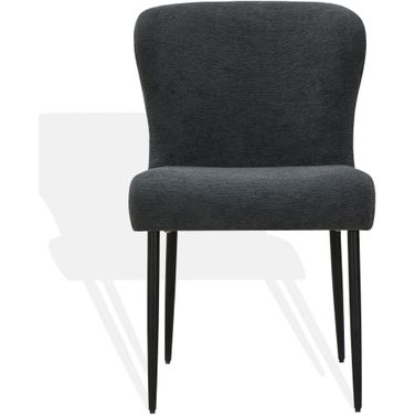 Katlynn Boucle and Metal Legs Dining Chair In Dark Grey and Black