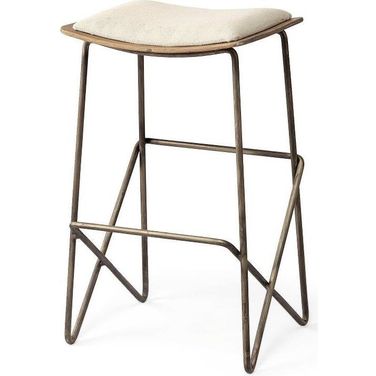 Katniss 26 Inch Total Height Cream Fabric Seat Gold Metal Frame Counter Stool