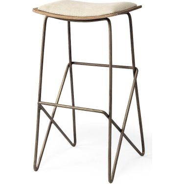 Katniss 30 Inch Total Height Cream Fabric Seat Gold Metal Frame Bar Stool