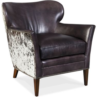 CC Kato Black and White Leather Club Chair with Salt Pepper Brindle