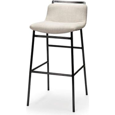 Kavalan 33.5 Inch Total Height Beige Upholstered Seat Gray Metal Frame Counter Stool