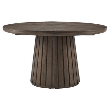 Kavanaugh Extendable Round Dining Table In Weathered Kona Brown