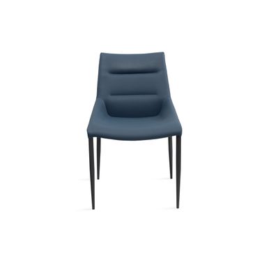 Kaya Faux Leather Dining Chair with Steel Legs Set of 2 In Navy Blue