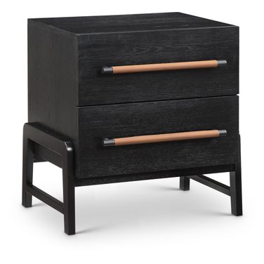 Kaya Vegan Leather Nightstand In Black