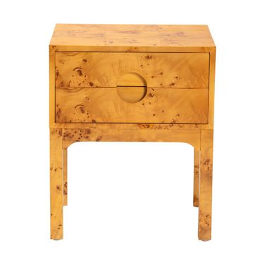 Kayla Natural Wood 2-Drawer Nightstand In Mappa Burl