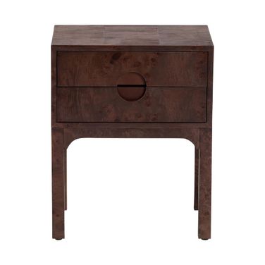Kayla Real Burl Wood Nightstand In Dark Walnut