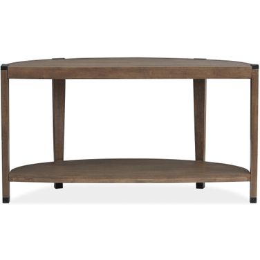 Kaysen Demilune Sofa Table In Wallaby And Matte Black