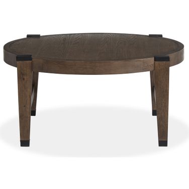 Kaysen Round Cocktail Table In Wallaby And Matte Black