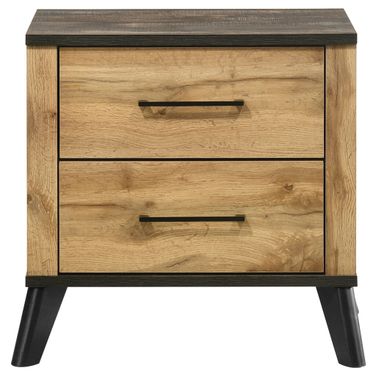 Kaywood 2-Drawer Nightstand Bedside Table In Weathered Brown and Natural Pine
