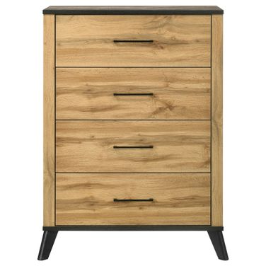 Kaywood 4-Drawer Bedroom Chest of Drawers In Weathered Brown and Natural Pine