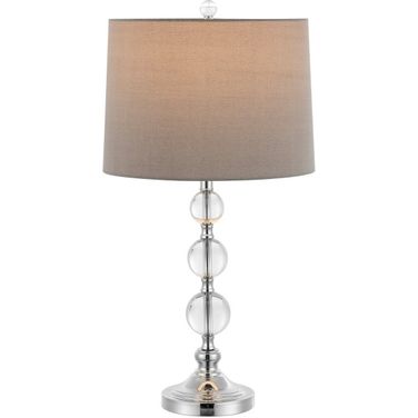 Keeva 27 Inch Clear and Chrome Table Lamp with Usb Port in Grey Shades Set of 2