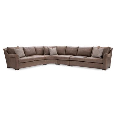 Keirnan 4-Piece Leather Sectional In Brown