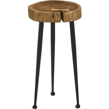 Keith Round Wood Top Side Table Natural and Black